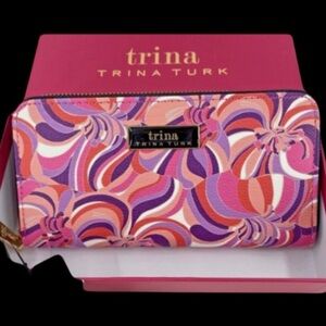 Trina Turk Vibrant Pink and Purple Swirl wallet